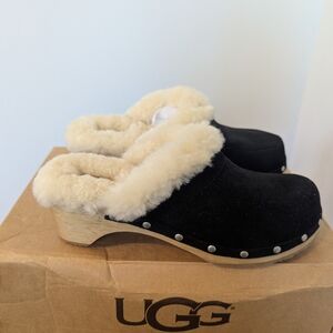 UGG Women's Black Shearling Clogs